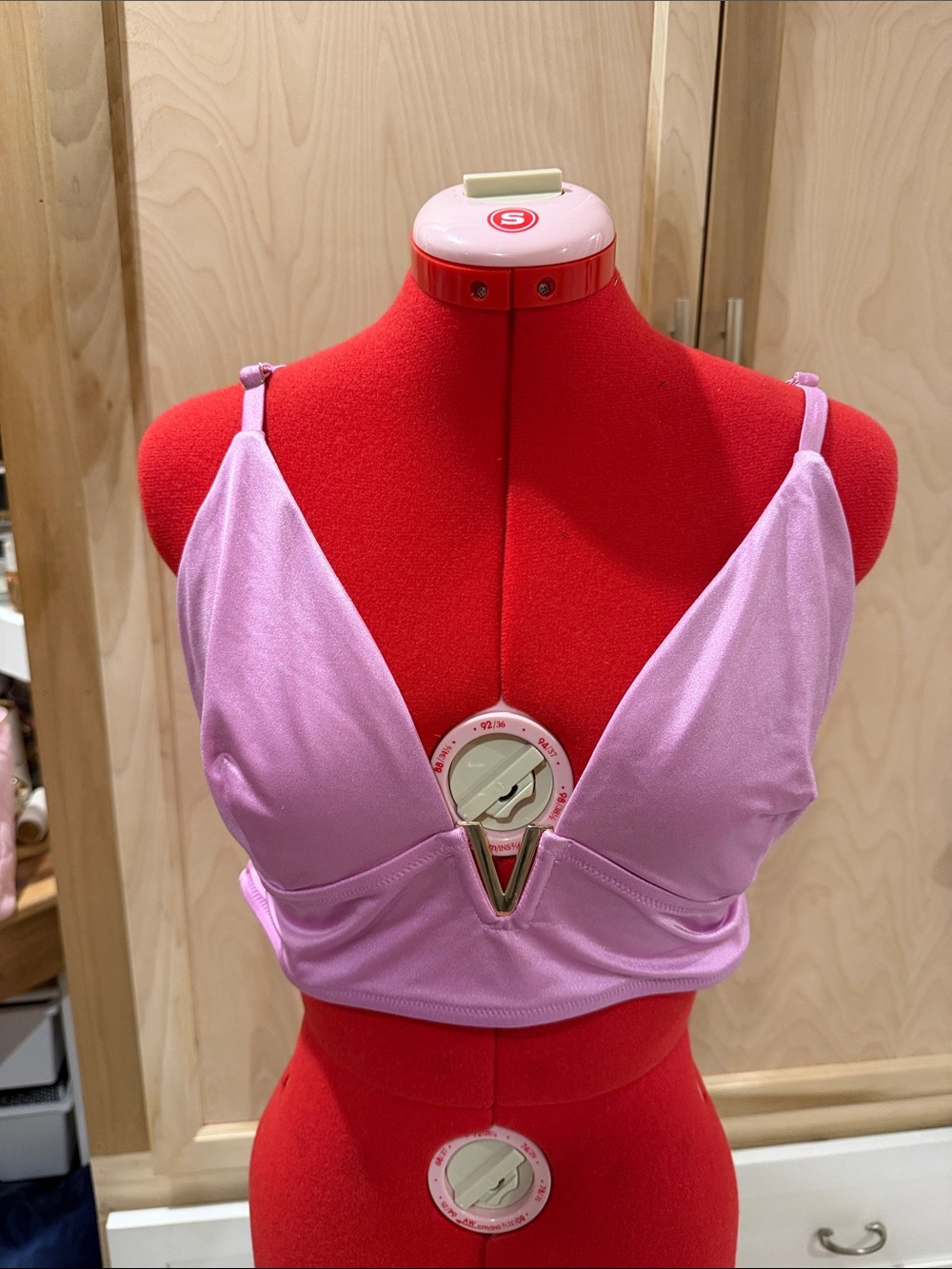 Pink V-Neck Bralette Crop Top - Women bathing suit